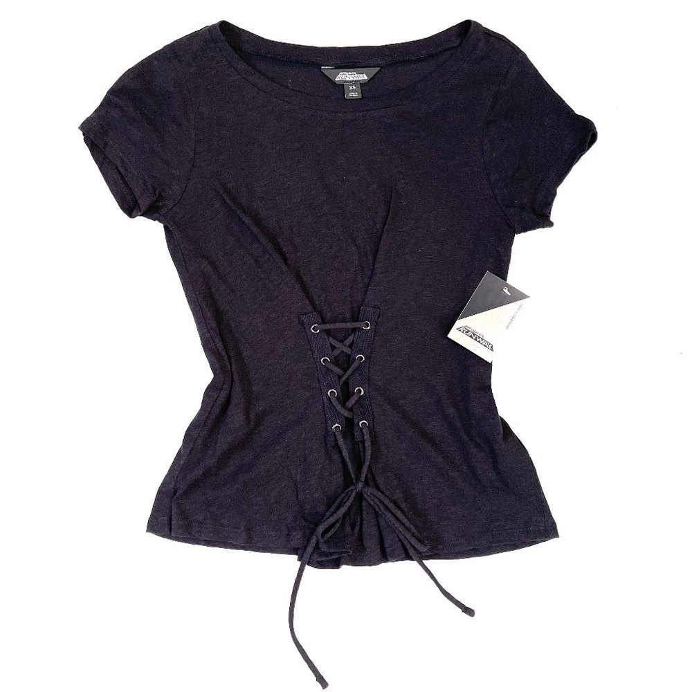 NWT project Runway Lace up Black Cotton Tee